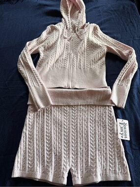 ADORABLE SWEET ENVY 2pc Hoodie Soft Pink Fold Over Short NWT Xl Lounge
